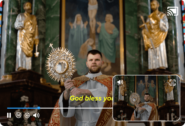 Video player for relegious streaming